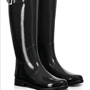 Hunter black shine knee high boots